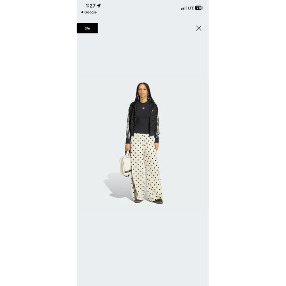 NWT Adidas Satin Polka Dot Wide Leg Pants S Trefoil 3 Stripe Track Pants - Picture 5 of 6
